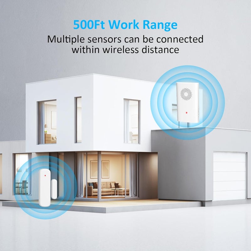 AMHEY Wireless Door Chime, Door Open Sensor Alarm When Entry Business/Office/Store (500ft Range 51 Ringer Adjustable Volume) Home Alert Bell for Kid/Toddler Safety,2 Receiver +5 Sensor - Image 3